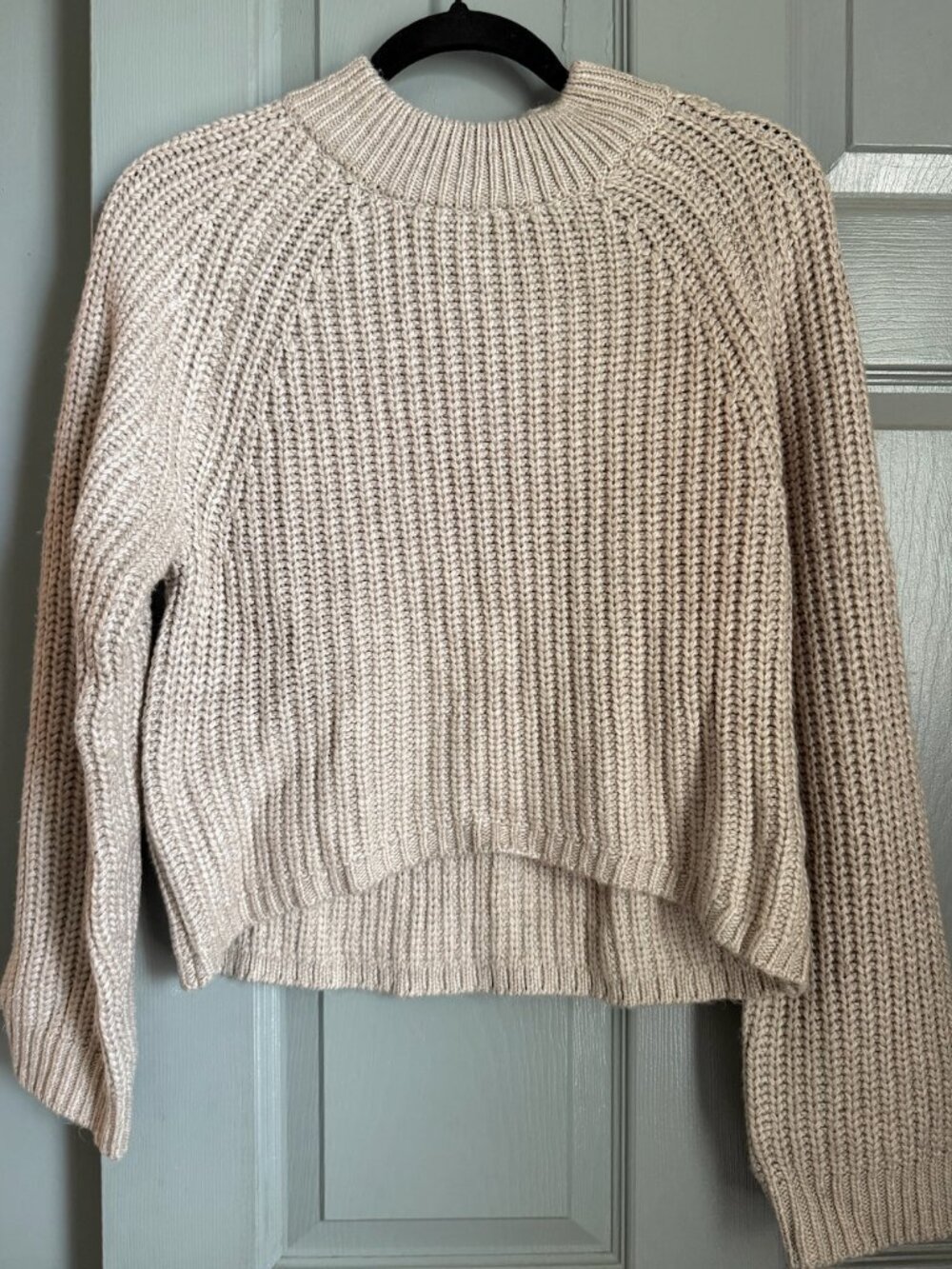 Design365 Chunky Knit Sweater Women's Small Cream Mock Neck Pullover
